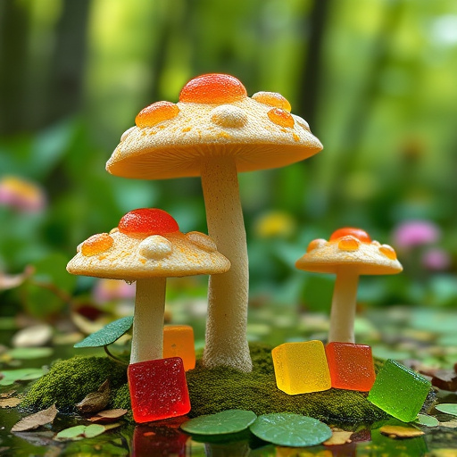 Magic Mushroom Gummies with Nature Background