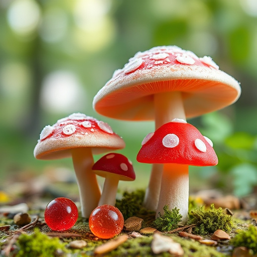 Magic Mushroom Gummies with Nature Background