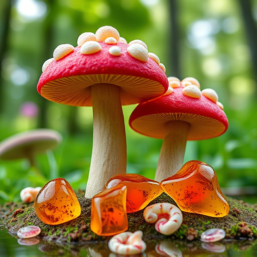 Magic Mushroom Gummies with Nature Background