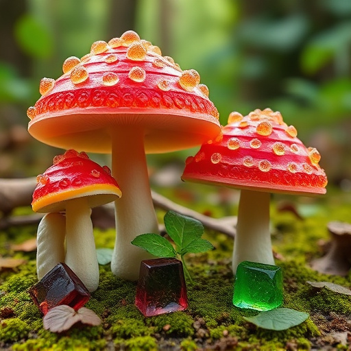 Magic Mushroom Gummies with Nature Background