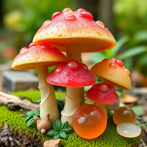 Magic Mushroom Gummies with Nature Background