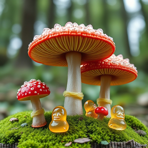 Magic Mushroom Gummies with Nature Background