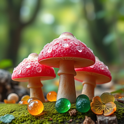 Magic Mushroom Gummies with Nature Background