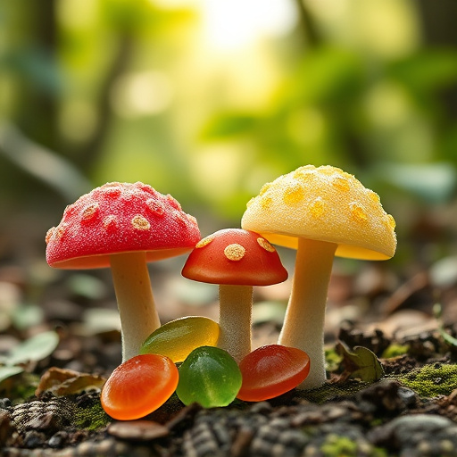 Magic Mushroom Gummies with Nature Background