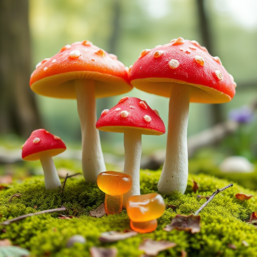 Magic Mushroom Gummies with Nature Background