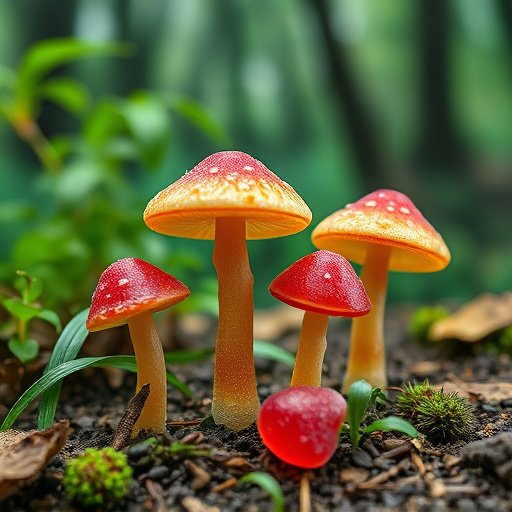 Magic Mushroom Gummies with Nature Background