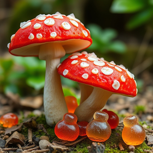 Magic Mushroom Gummies with Nature Background
