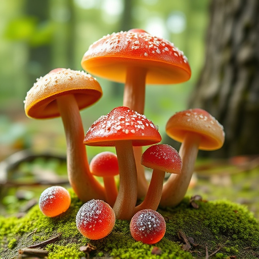 Magic Mushroom Gummies with Nature Background