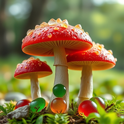 Magic Mushroom Gummies with Nature Background