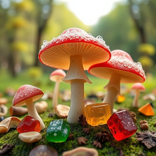 Magic Mushroom Gummies with Nature Background
