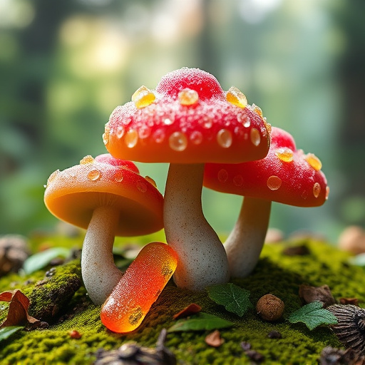 Magic Mushroom Gummies with Nature Background