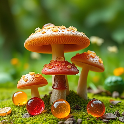 Magic Mushroom Gummies with Nature Background