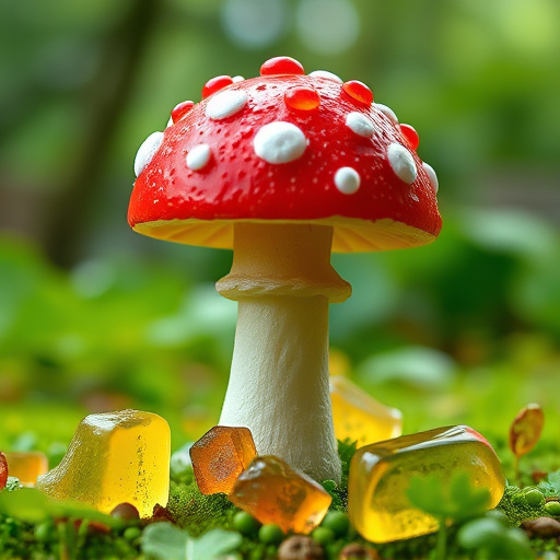 Magic Mushroom Gummies with Nature Background