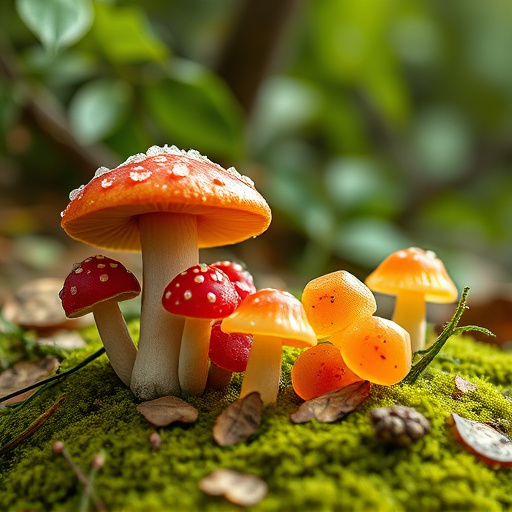 Magic Mushroom Gummies with Nature Background