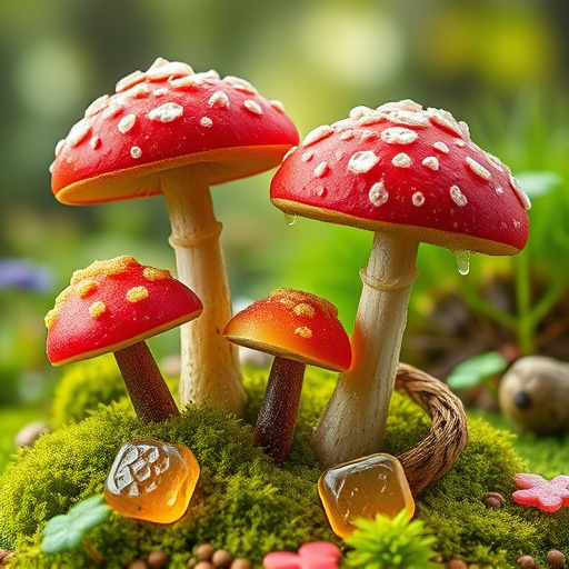 Magic Mushroom Gummies with Nature Background