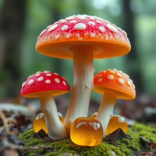 Magic Mushroom Gummies with Nature Background