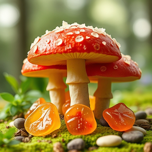 Magic Mushroom Gummies with Nature Background