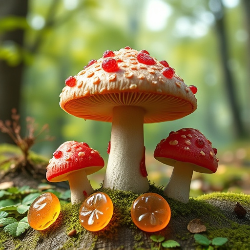Magic Mushroom Gummies with Nature Background