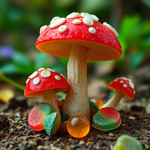 Magic Mushroom Gummies with Nature Background