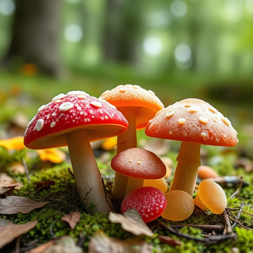 Magic Mushroom Gummies with Nature Background