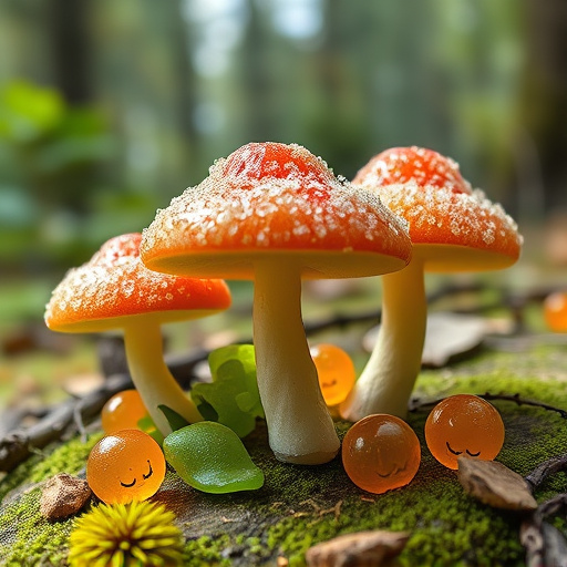 Magic Mushroom Gummies with Nature Background