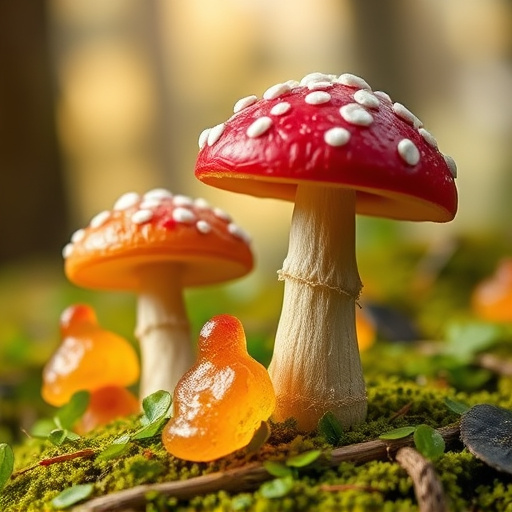 Magic Mushroom Gummies with Nature Background
