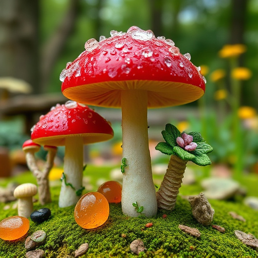 Magic Mushroom Gummies with Nature Background