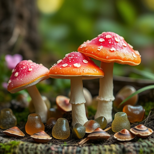 Magic Mushroom Gummies with Nature Background