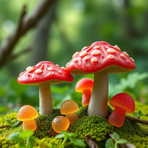 Magic Mushroom Gummies with Nature Background