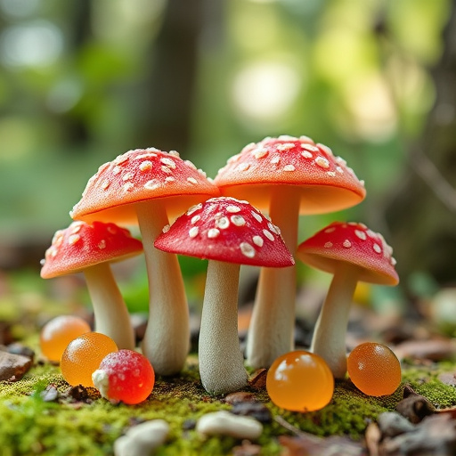 Magic Mushroom Gummies with Nature Background