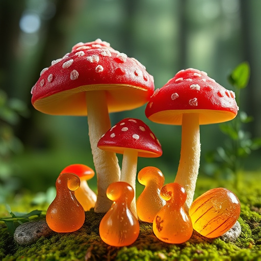 Magic Mushroom Gummies with Nature Background