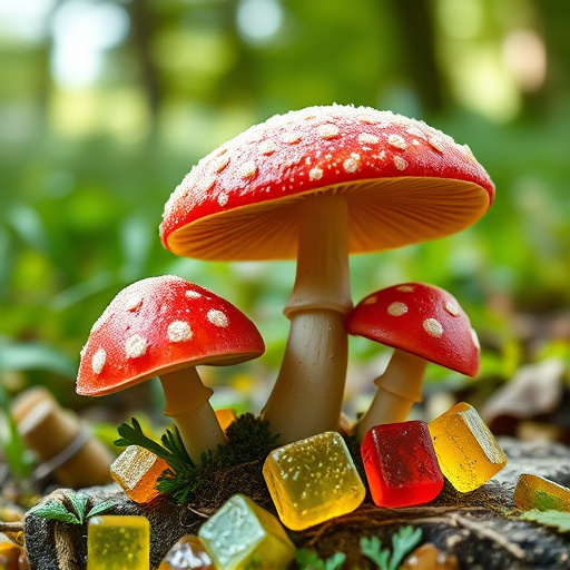 Magic Mushroom Gummies with Nature Background