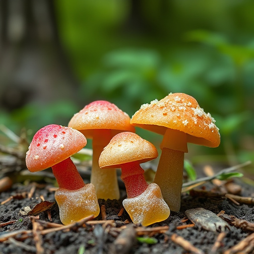 Magic Mushroom Gummies with Nature Background