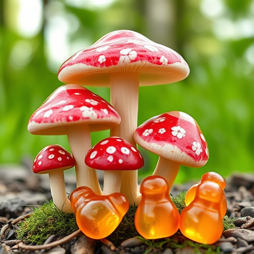 Magic Mushroom Gummies with Nature Background