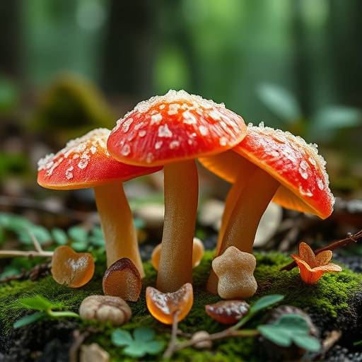 Magic Mushroom Gummies with Nature Background