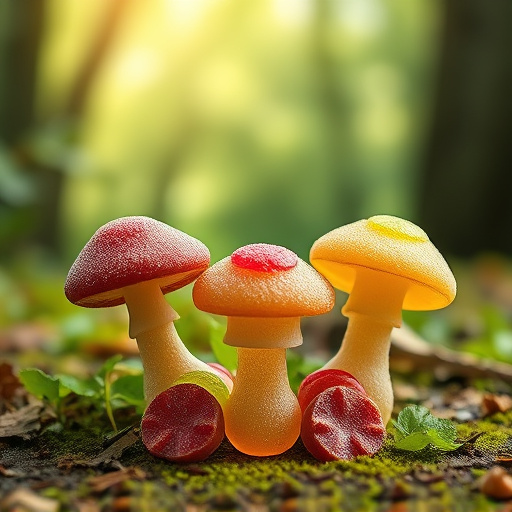 Magic Mushroom Gummies with Nature Background