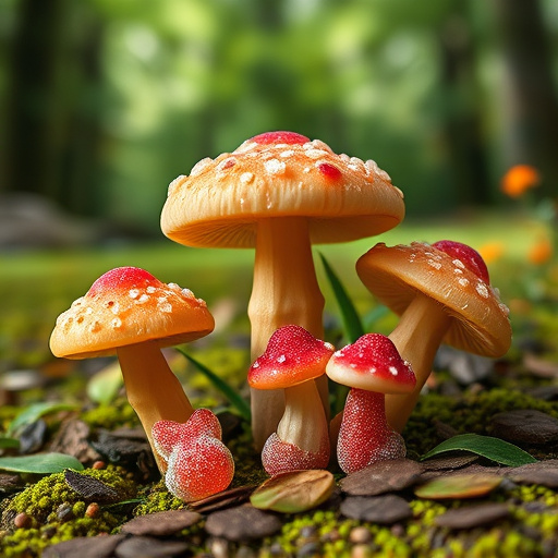 Magic Mushroom Gummies with Nature Background