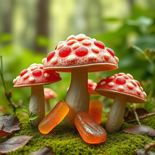 Magic Mushroom Gummies with Nature Background