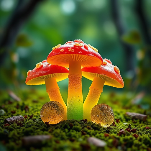 Magic Mushroom Gummies with Nature Background