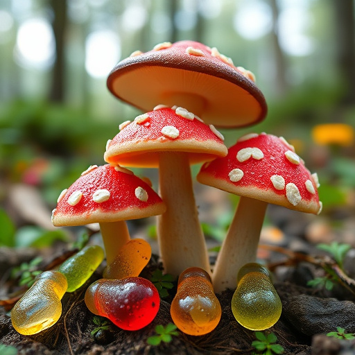 Magic Mushroom Gummies with Nature Background