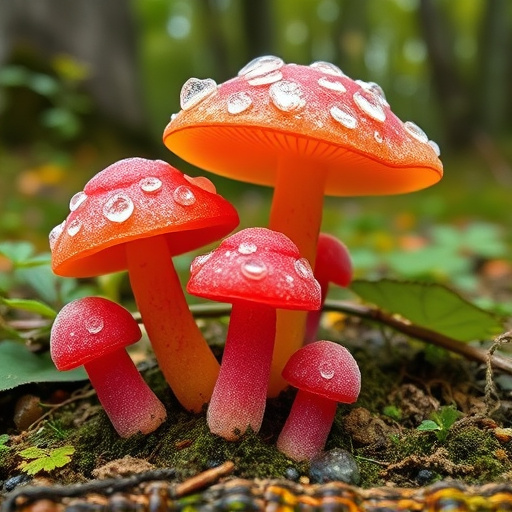 Magic Mushroom Gummies with Nature Background