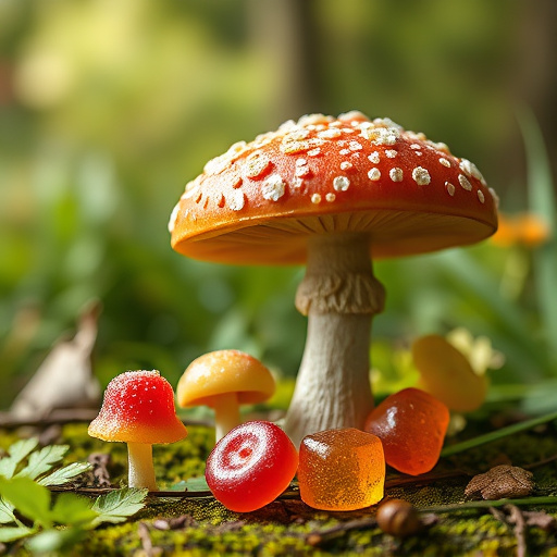Magic Mushroom Gummies with Nature Background