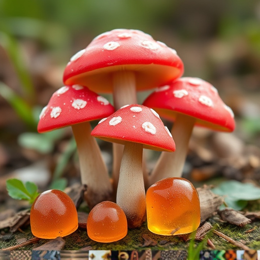 Magic Mushroom Gummies with Nature Background