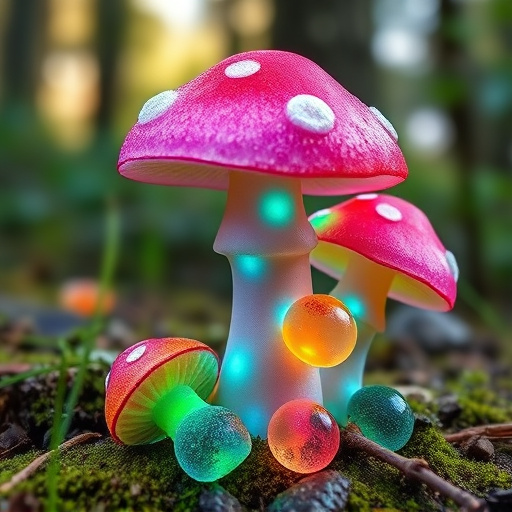 Magic Mushroom Gummies with Nature Background