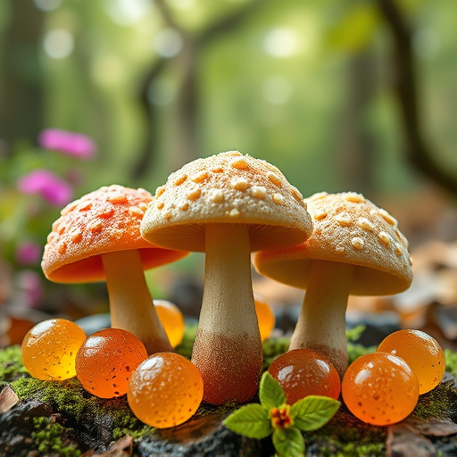 Magic Mushroom Gummies with Nature Background