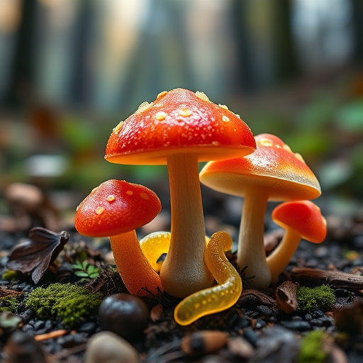 Magic Mushroom Gummies with Nature Background