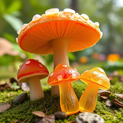 Magic Mushroom Gummies with Nature Background