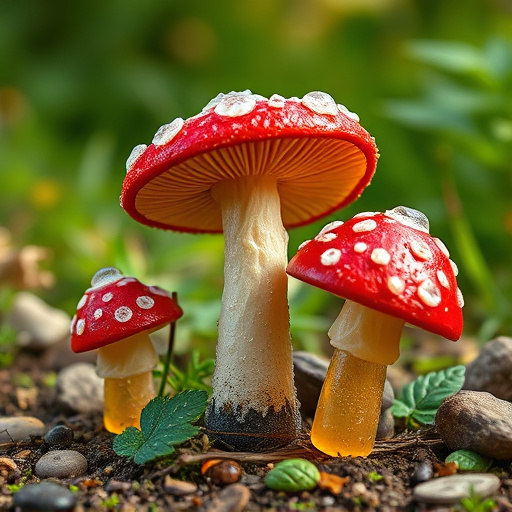 Magic Mushroom Gummies with Nature Background