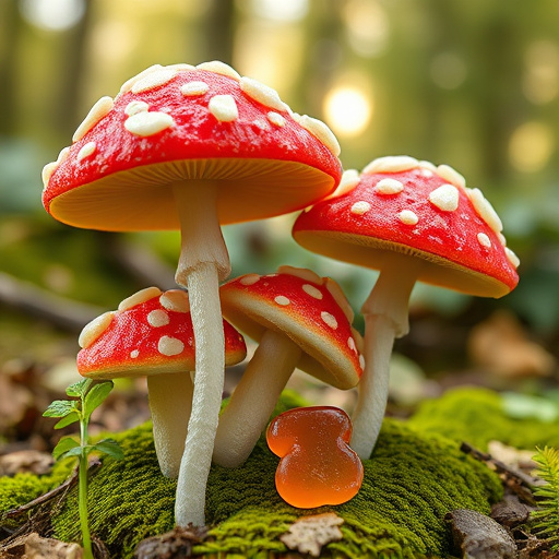 Magic Mushroom Gummies with Nature Background