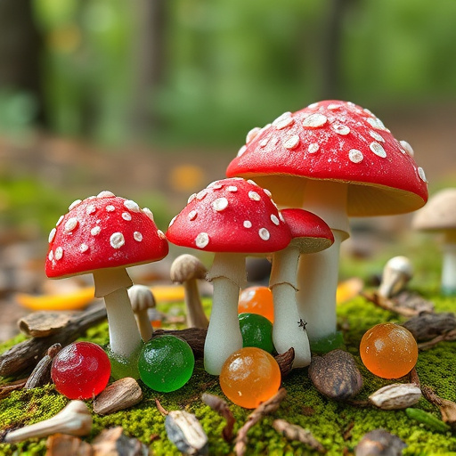 Magic Mushroom Gummies with Nature Background